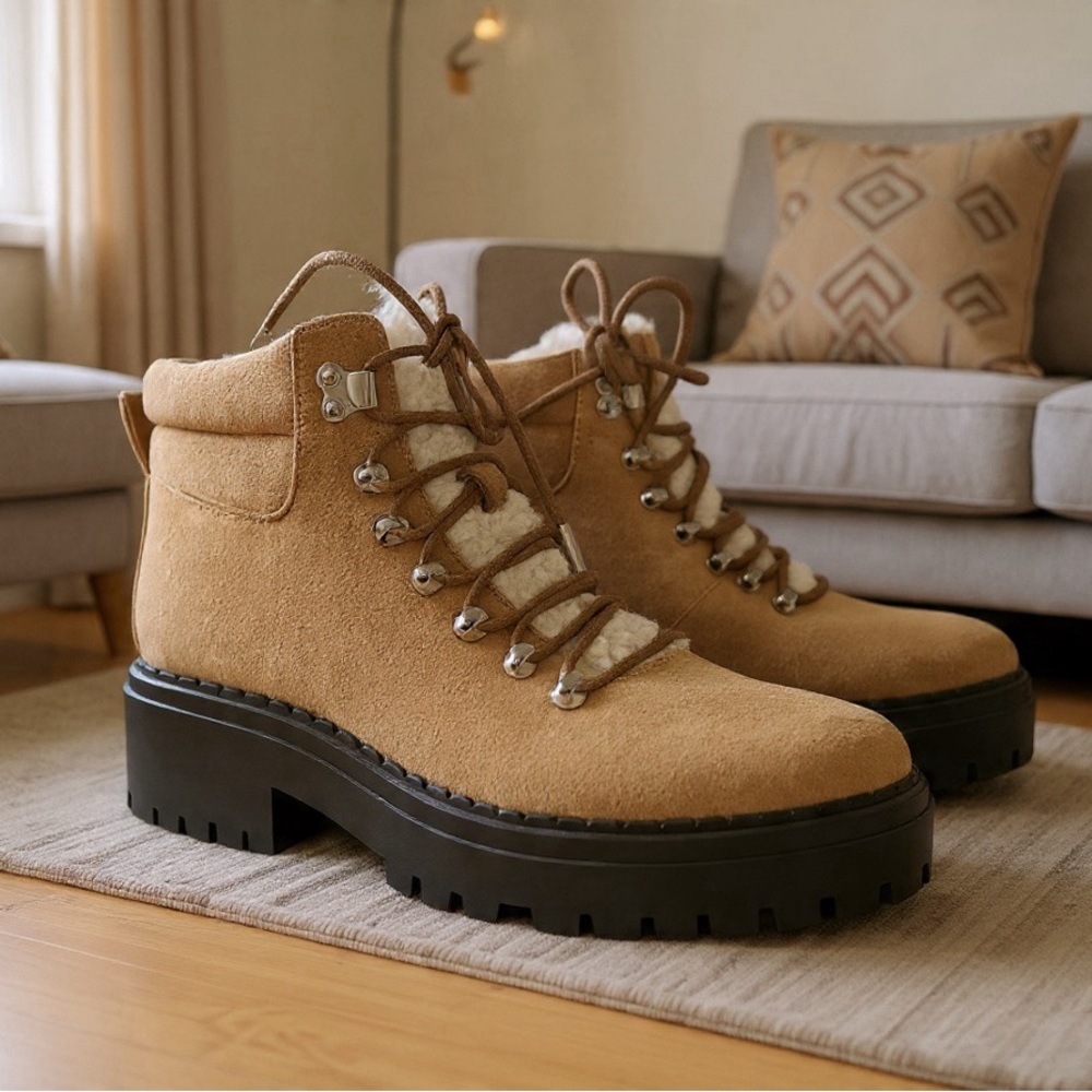 Marc Fisher Tan Lace Up Boots. SALE